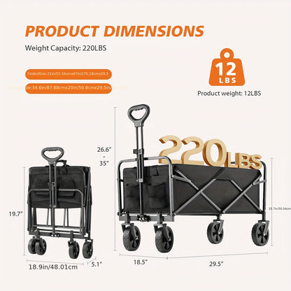 1pc Heavy-Duty Collapsible Utility Wagon