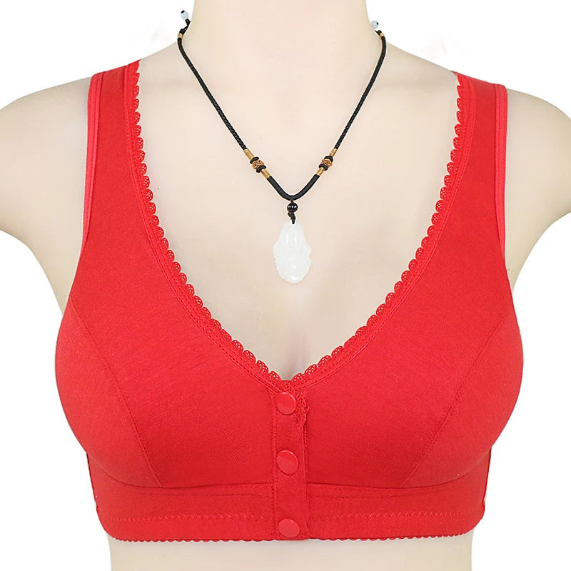 Full Cotton Bras Front Closure Vest Brassiere Soft Intimate Women Underwear Female Intimates Plus Size Bras For Women Wide Strap