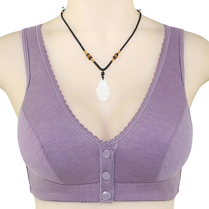 Full Cotton Bras Front Closure Vest Brassiere Soft Intimate Women Underwear Female Intimates Plus Size Bras For Women Wide Strap