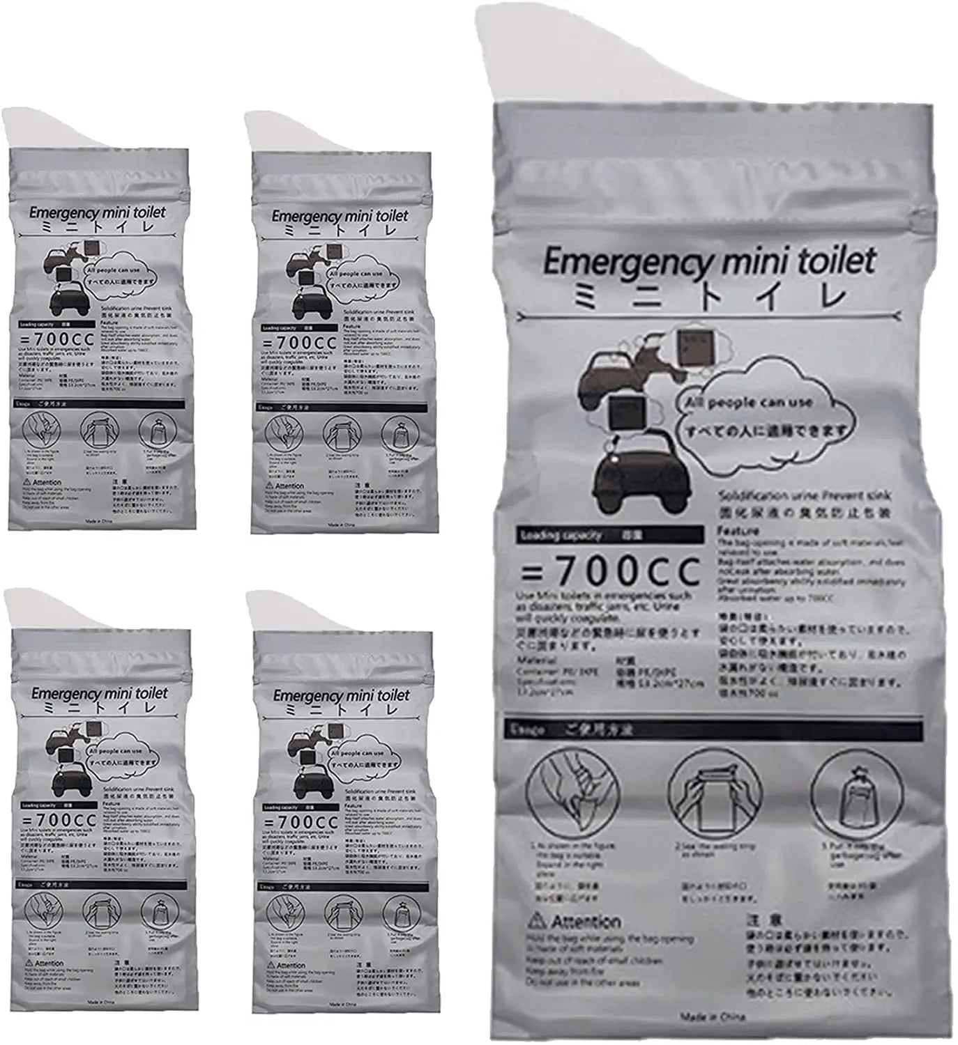 4PCS Outdoor Emergency Urinate Bags 700ml Easy Take Piss Bags Travel Mini Mobile Toilet for Baby Women Men Vomit Bag