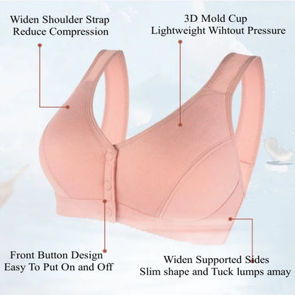 Full Cotton Bras Front Closure Vest Brassiere Soft Intimate Women Underwear Female Intimates Plus Size Bras For Women Wide Strap