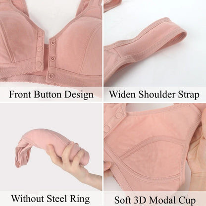 Full Cotton Bras Front Closure Vest Brassiere Soft Intimate Women Underwear Female Intimates Plus Size Bras For Women Wide Strap