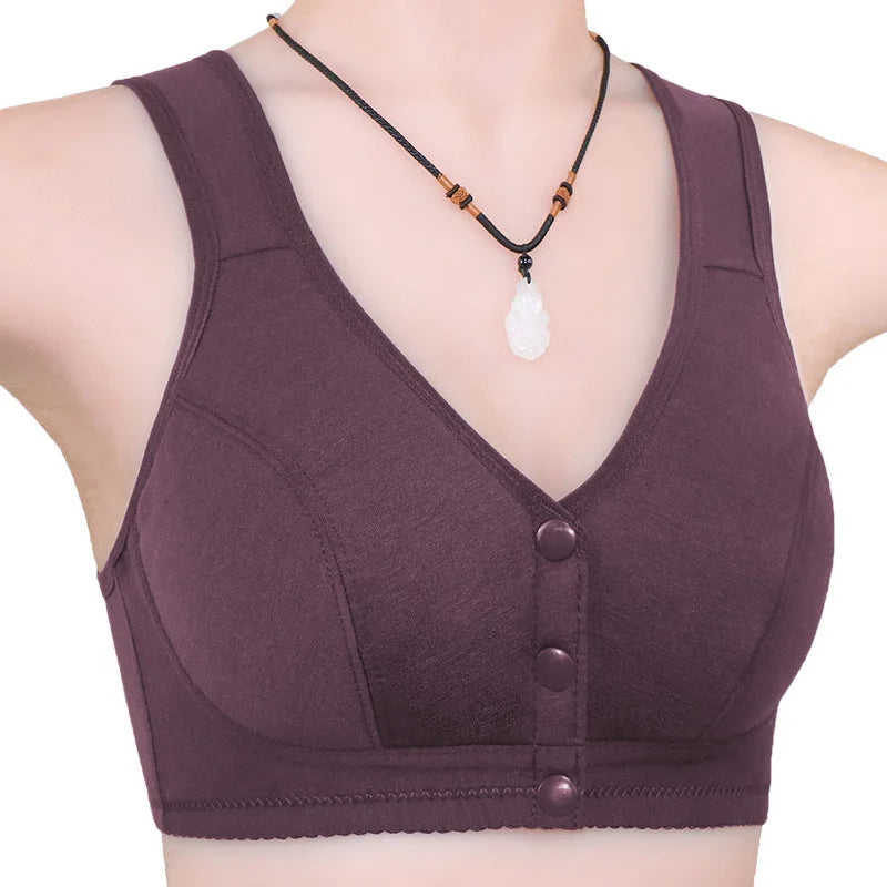 Full Cotton Bras Front Closure Vest Brassiere Soft Intimate Women Underwear Female Intimates Plus Size Bras For Women Wide Strap